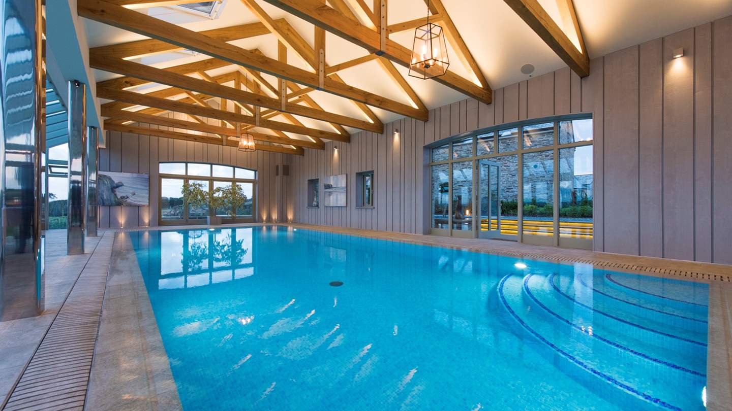 Trevear Shippen has shared use of a stunning heated indoor swimming pool and fantastic decking area overlooking the lush countryside