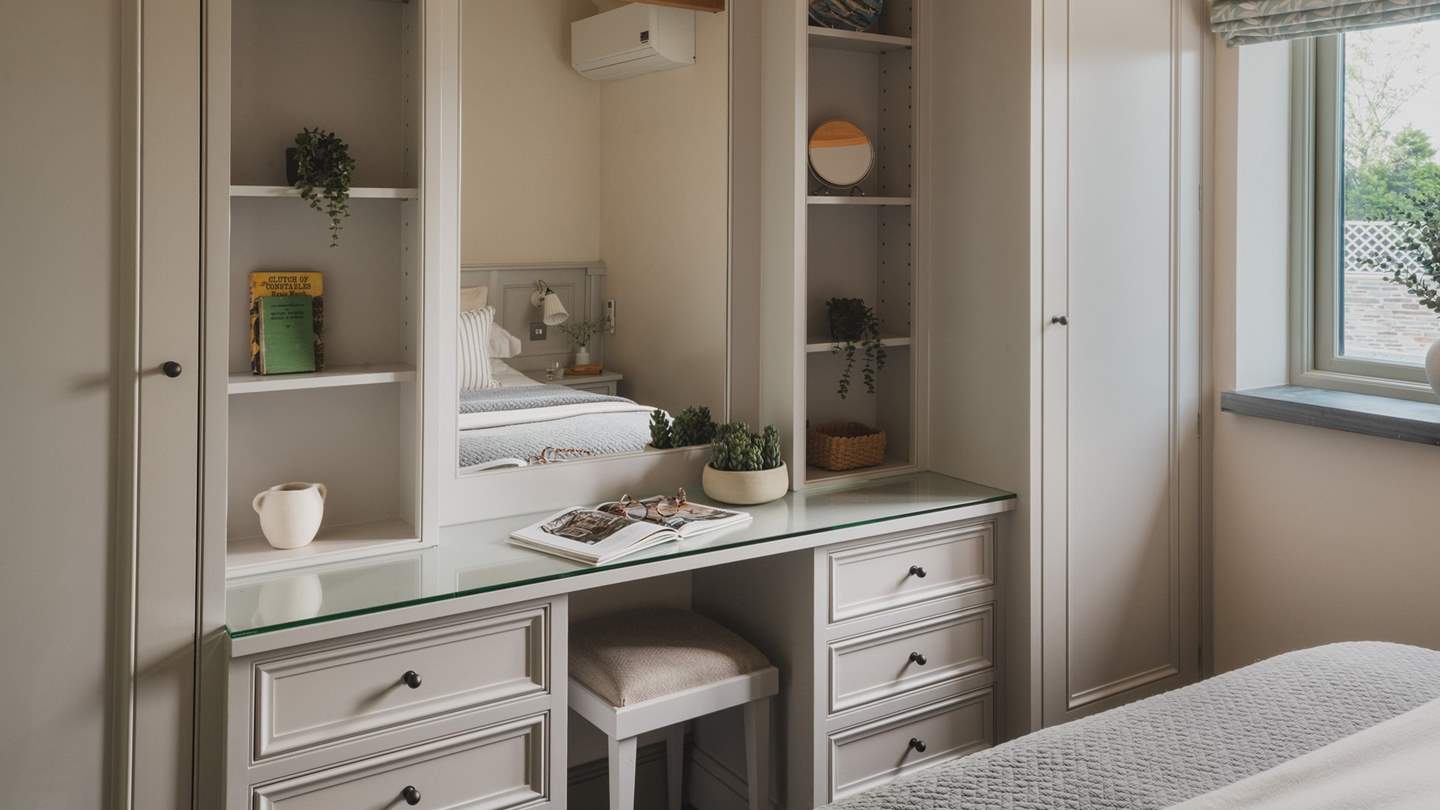 All three are bedrooms are delightfully furnished with hand-built wardrobes and units, perfect for storing treasured belongings 