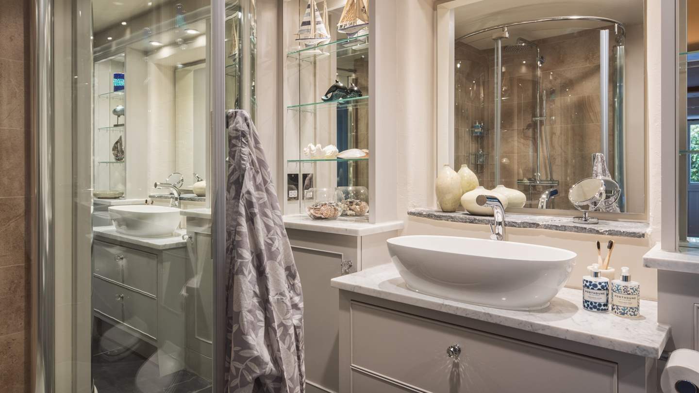 The gorgeous shower room is perfect for wake-me-up ablutions in the morning.