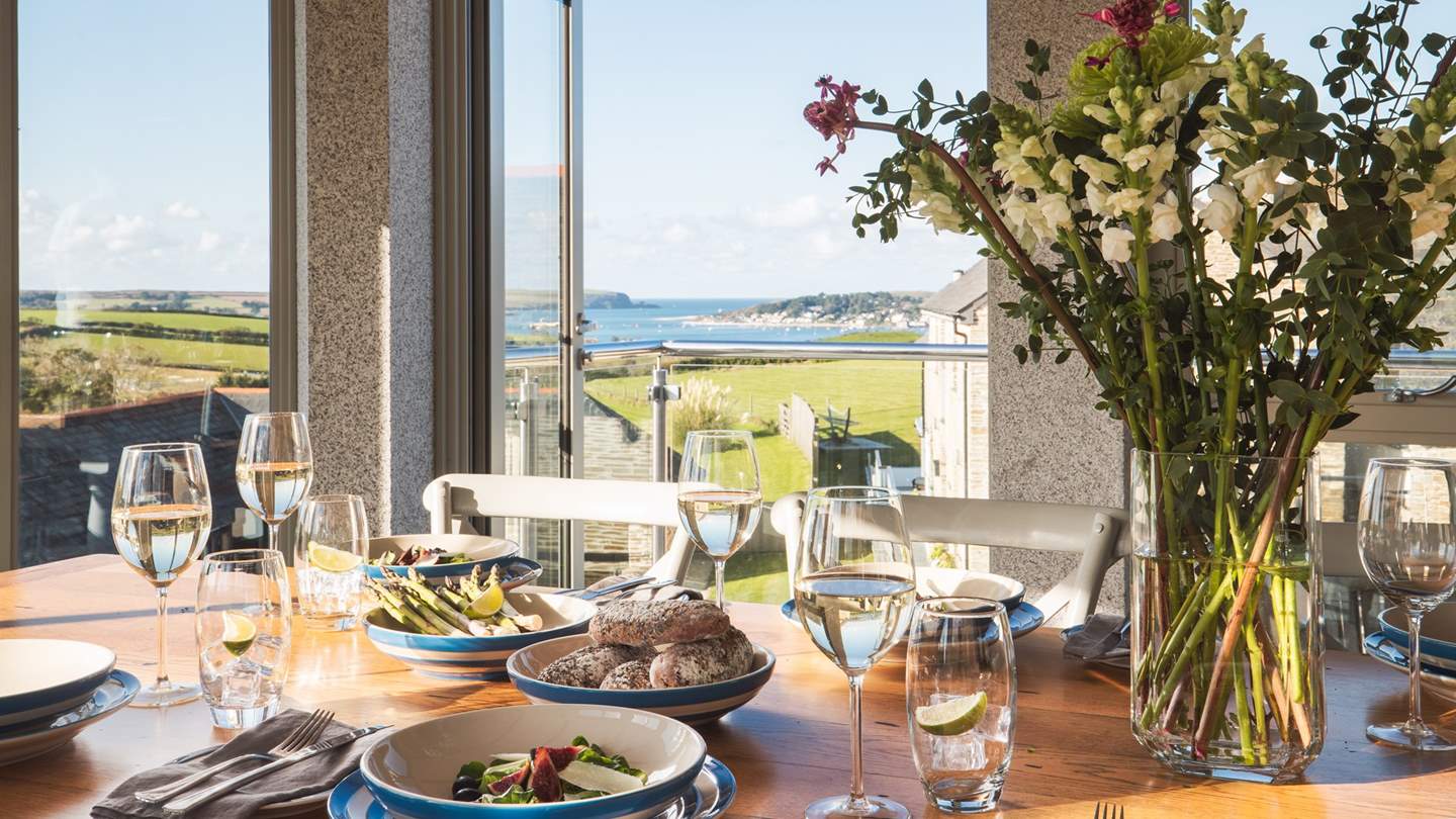 Spend long, luxurious lunches gazing at the incredible view over the Camel Estuary and out to sea...bliss!