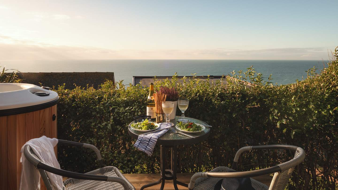 Dining al fresco has never been more tempting, with the neat hedging offering seclusion without obscuring those delicious views!