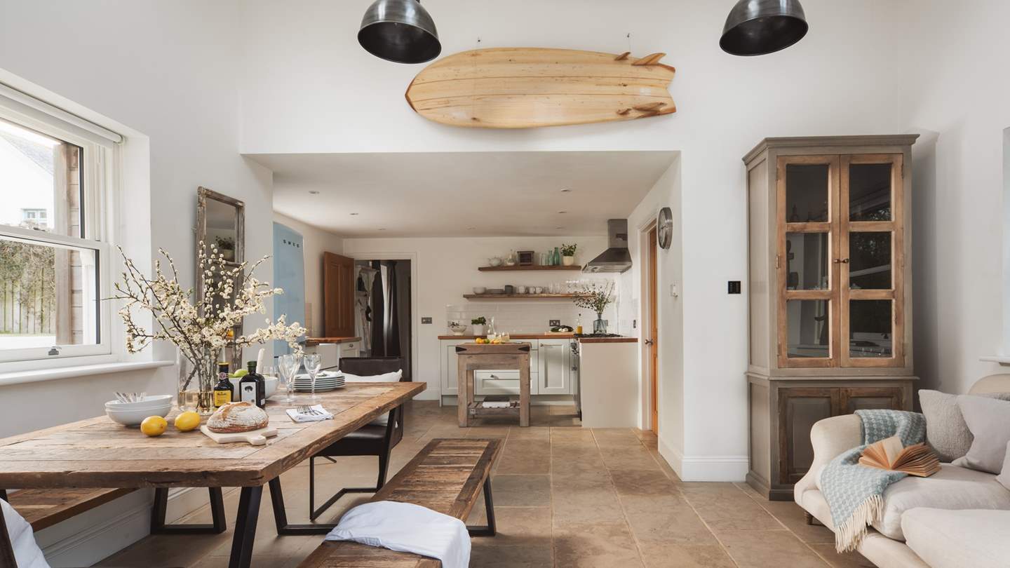 The open plan kitchen and dining area is a fantastic space for entertaining