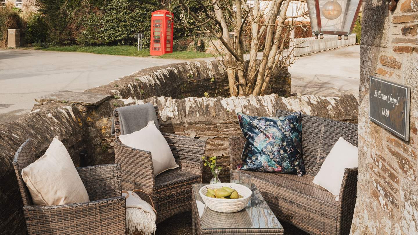 There’s a small enclosed courtyard to the side of Seraphina that overlooks the babbling stream that runs past the retreat