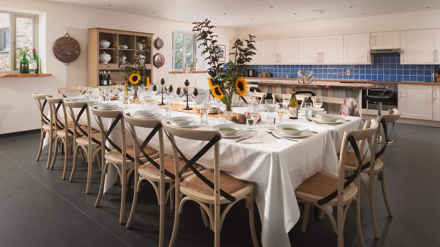 The huge kitchen is fully equipped with everything you need to whip up a meal for everyone