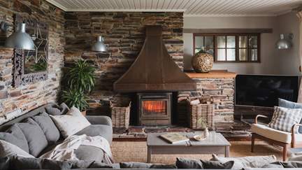 Savour its luxe beach-meets-cottagecore styling with exposed stone, wood cladding, eclectic original art pieces and lots of natural light