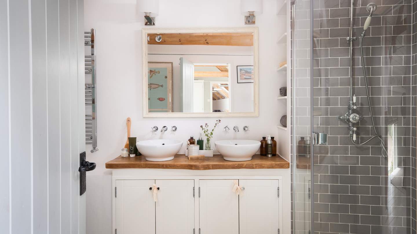 The twin sinks mean this bathroom is perfect for couples
