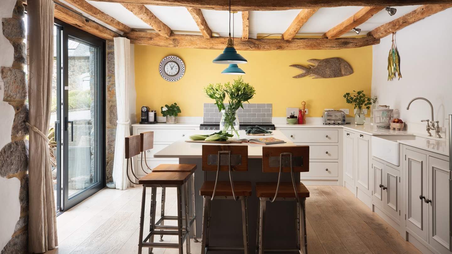 The farmhouse style kitchen is a delight for preparing family feasts 