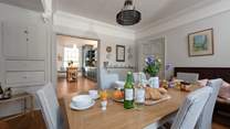 The spacious dining room is the perfect spot for dinner parties making the most of the wonderful local produce.