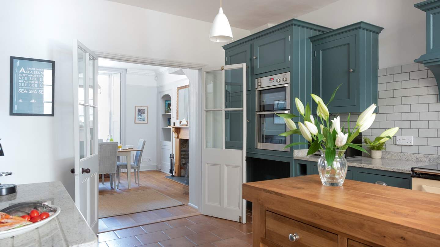 The warm, welcoming kitchen heated by the fabulous Aga.