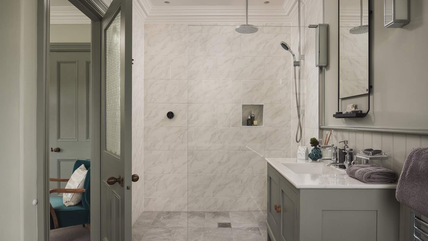 You'll also find a spacious walk-in shower