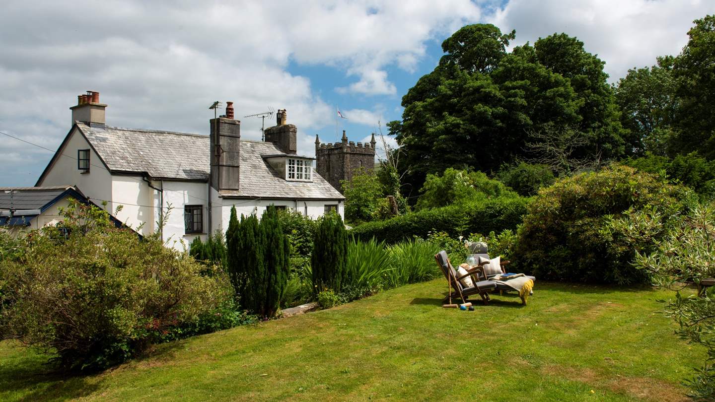 Enjoy the blissful garden, overlooking the village and the church...