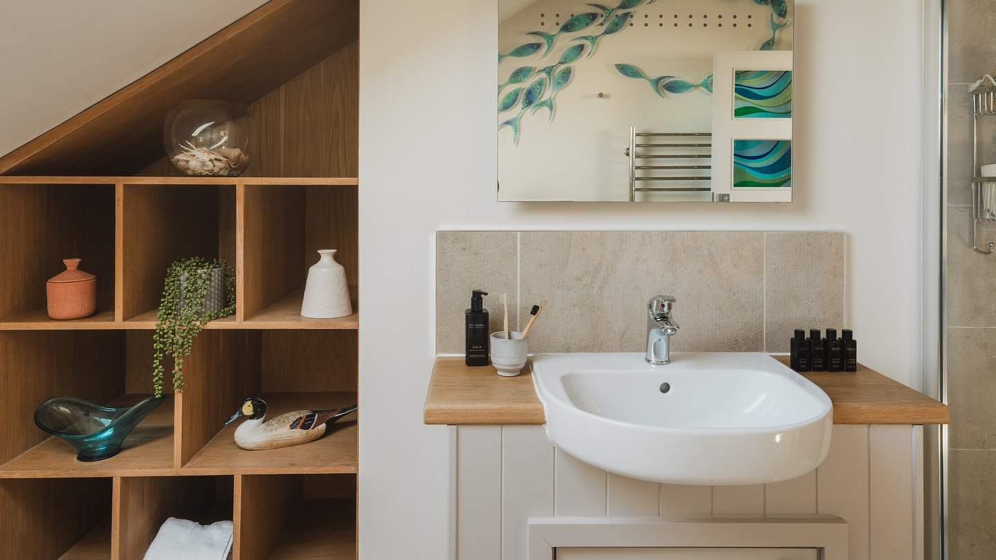 A spacious bathroom provides the perfect setting for refreshing wake-me-up moments