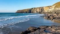 The unspoilt shores of Trebarwith Strand are perfect for those looking to learn how to surf, 