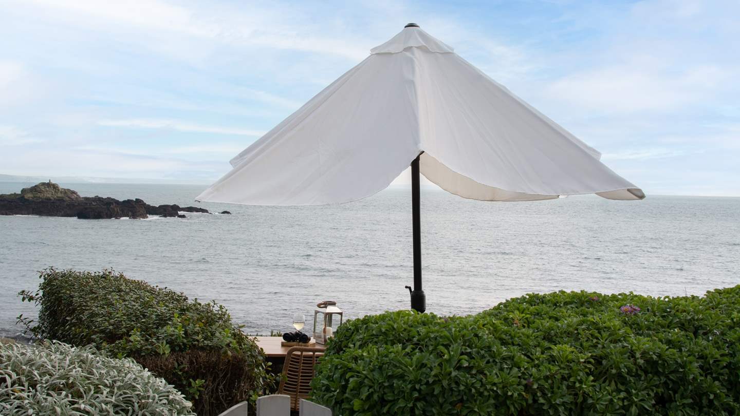 The idyllic terrace is perfectly positioned to enjoy golden hour moments