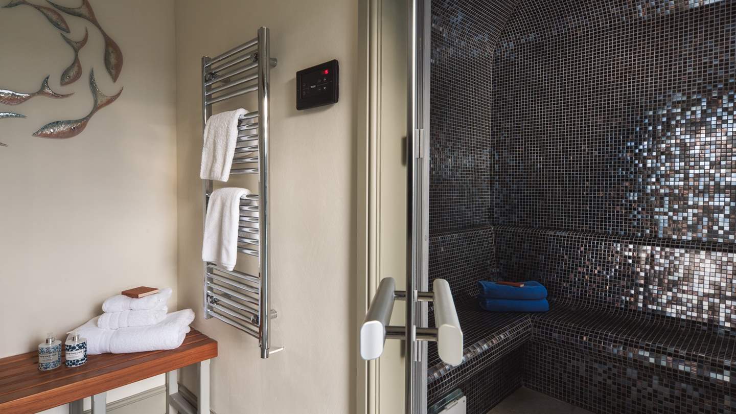 Take a moment to relax in the steam room