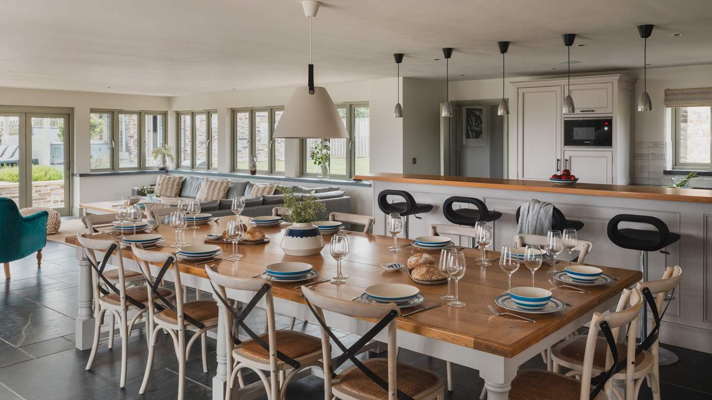 The beautiful living, kitchen and dining area occupies over half of the ground floor