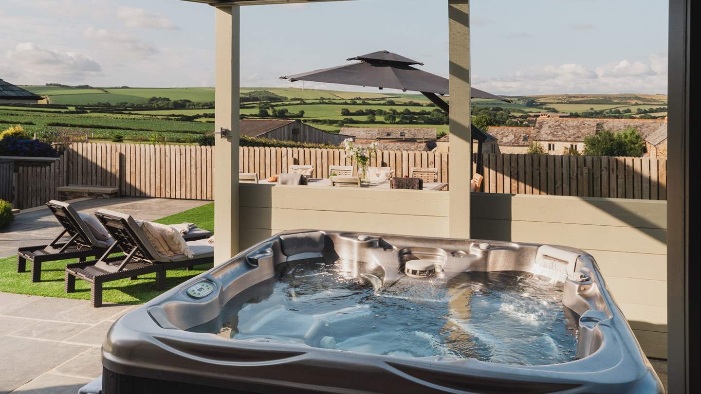 Blissful moments await in the hot tub...