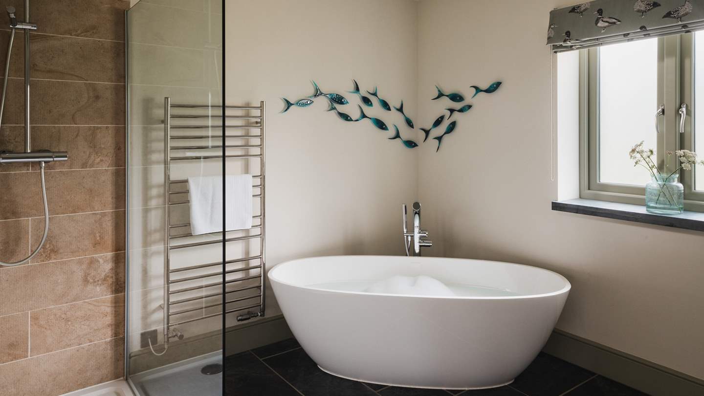 Bedroom five has use of the family bathroom with freestanding bath and shower-room

