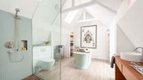 The en suite to the master bedroom, both of which are set on their own private floor