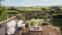 Take in views of patchwork fields as you relax on the upper deck