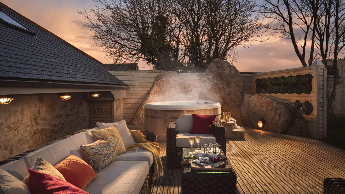Nothing beats a soak in the hot tub as twilight descends