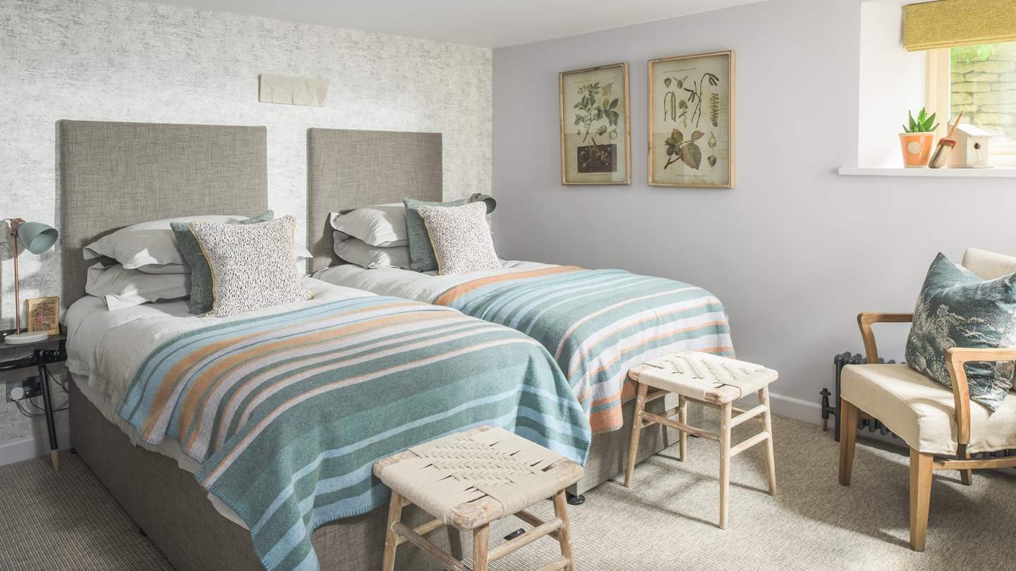 The third bedroom has zip-and-link beds meaning it can be set up as twins or a super-king sized bed