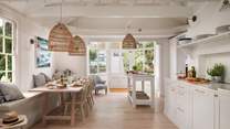 The gorgeous kitchen-dining area is just perfect for celebratory meals and get togethers