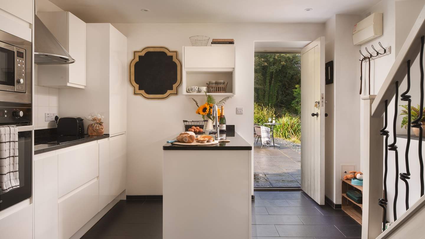 The country-style kitchen filled with everything you need to rustle up a romantic feast or two