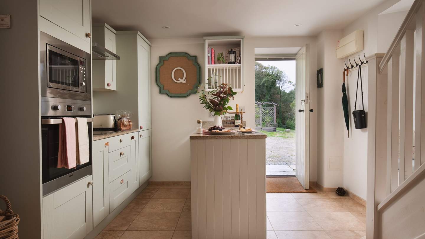 The country-style kitchen filled with everything you need to rustle up a romantic feast or two