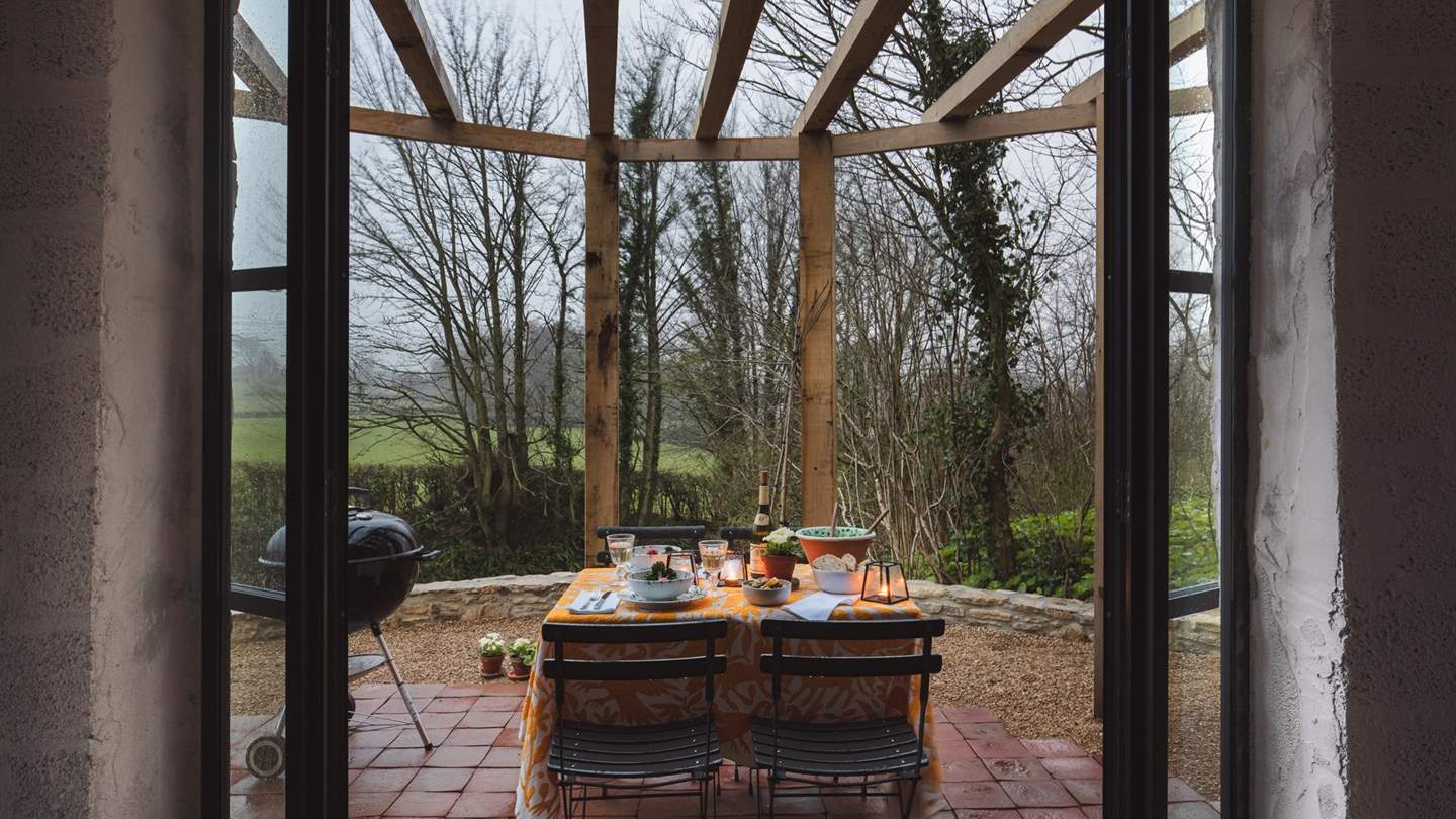 The south facing patio with dreamy countryside views