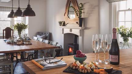 The cosy wood burner makes dinner parties extra special
