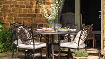 This is a wonderfully sunny spot for breakfast or lunch - or afternoon tea!