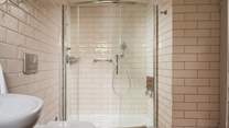 This shower with huge rainfall head makes mornings that much easier