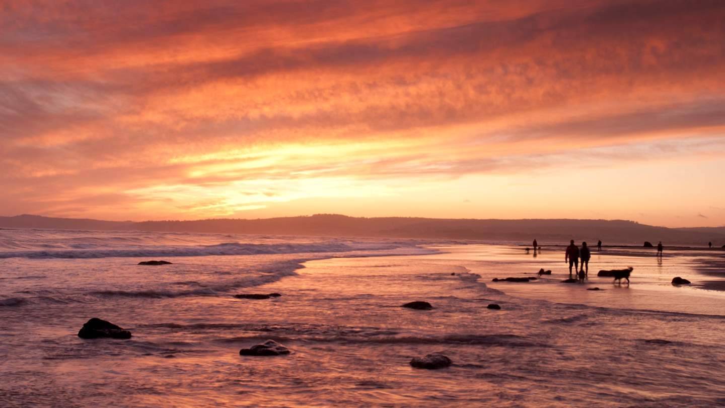 Exmouth beach at sunset