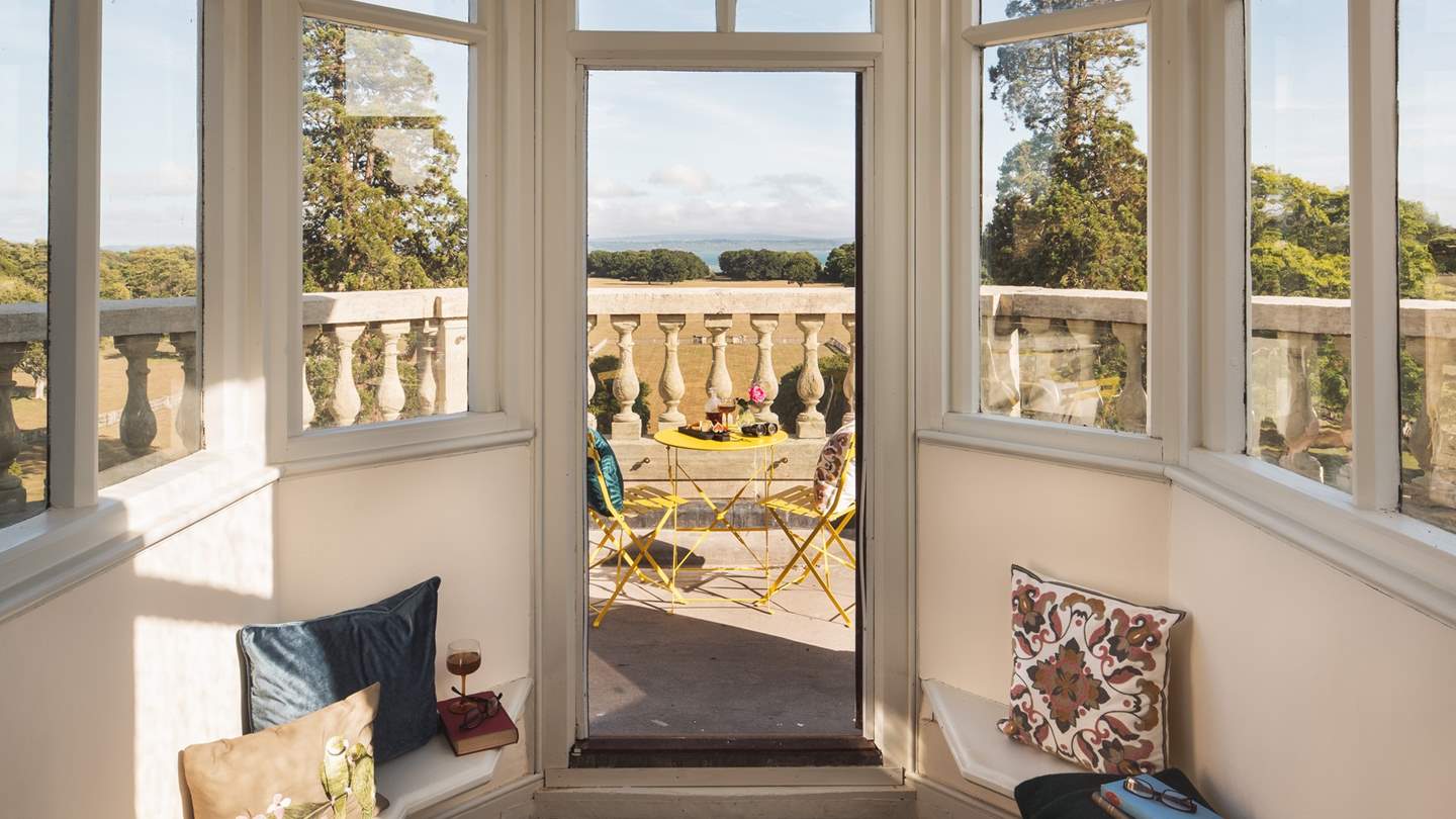 From the terrace you can see all the way to the sea and across to the Isle of Wight