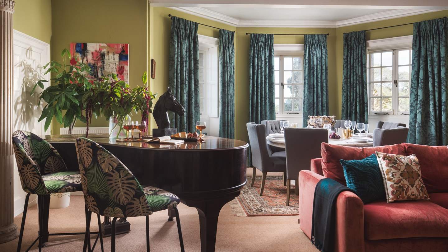 The piano forte is the perfect space for cocktails with two bar stools