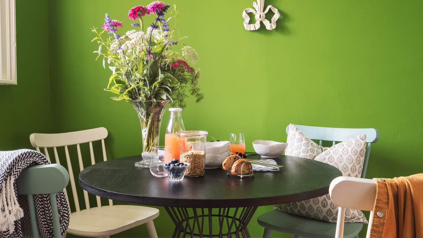 Also in the kitchen is a cute breakfast table for four 