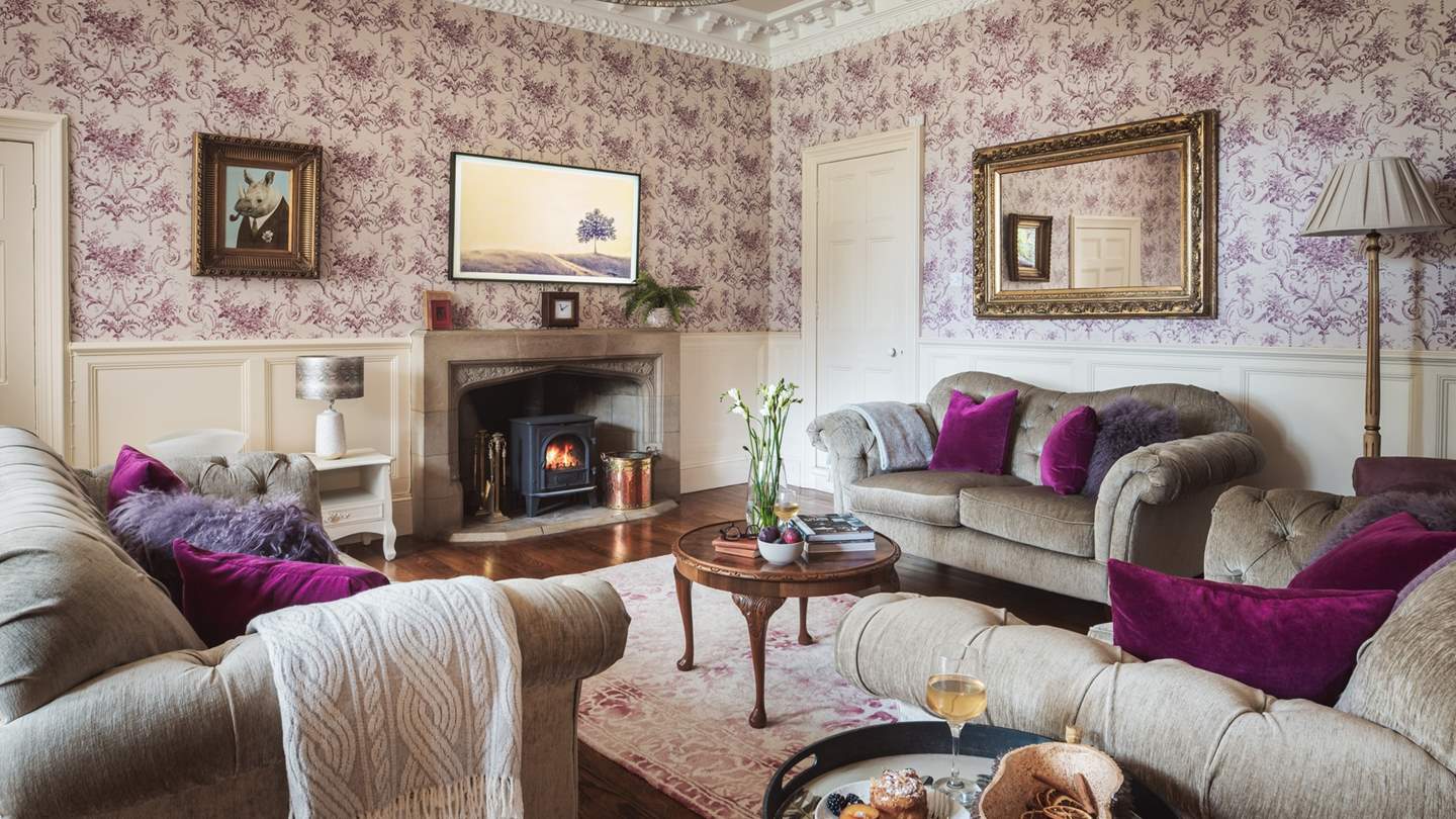 On the ground floor, you'll discover the decadent purple sitting room