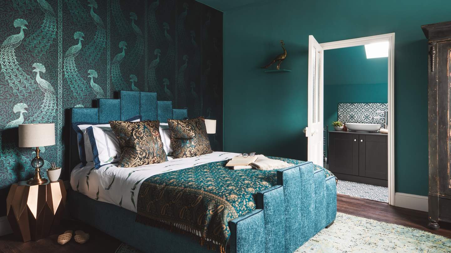 'Peacock'  has a king size bed and superb views over the grounds and the Mendip Hills
