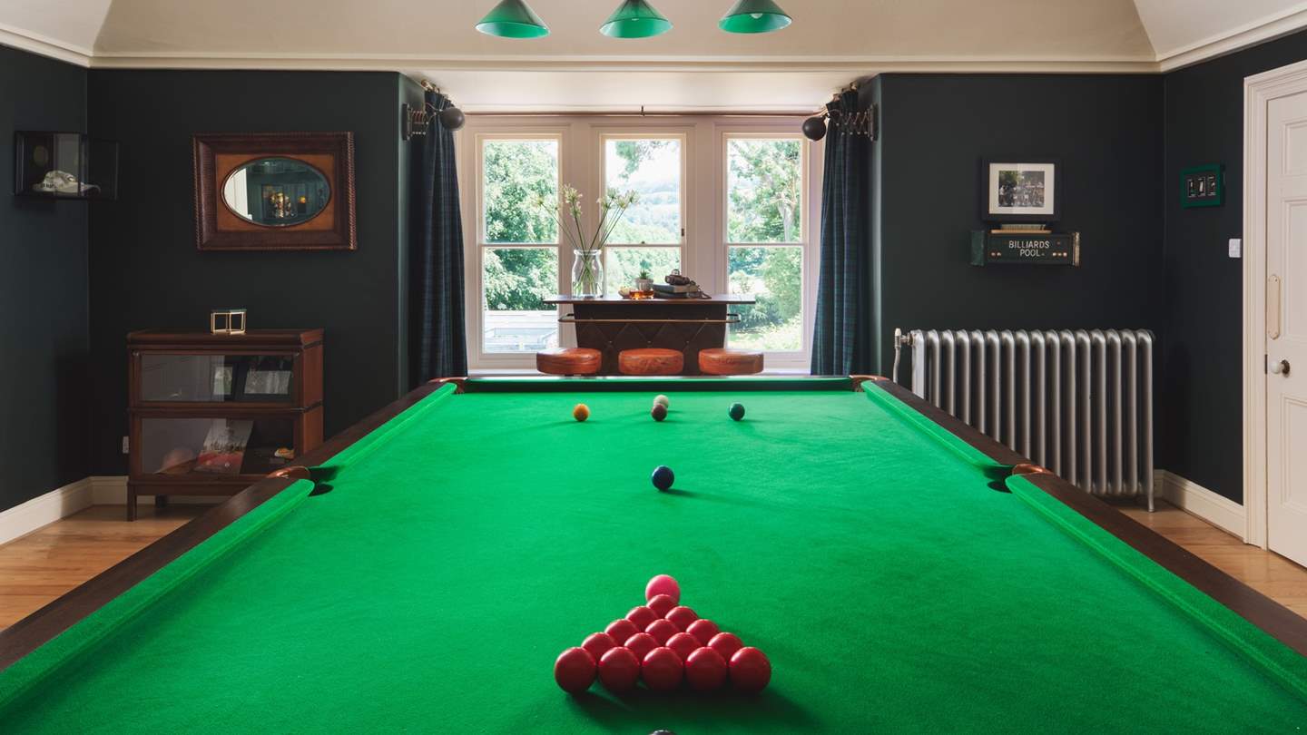 The fantastic snooker room, with a mini 'sports memorabilia' museum 