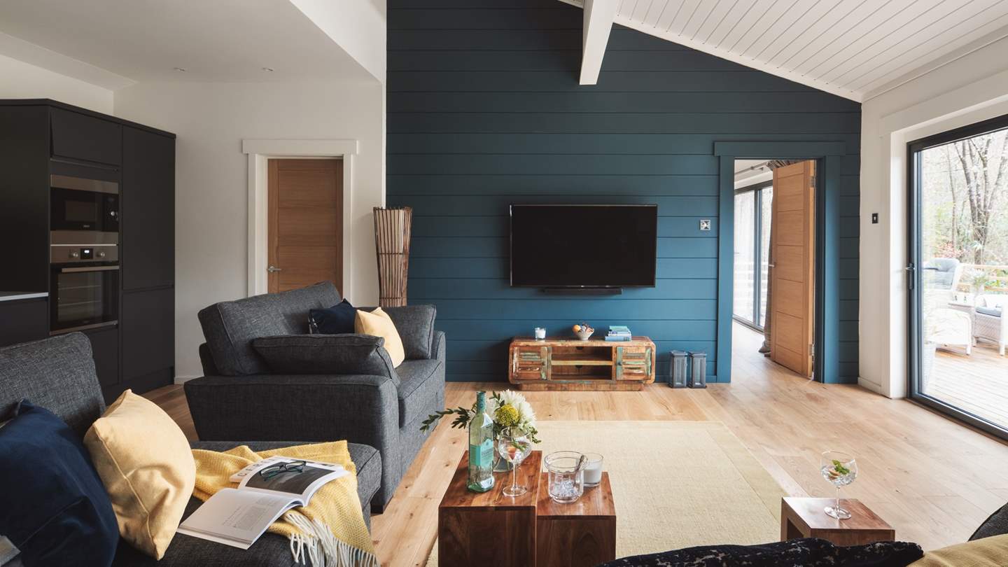 The sitting area has a corner sofa and a two-seater sofa so there's plenty of room to sprawl out