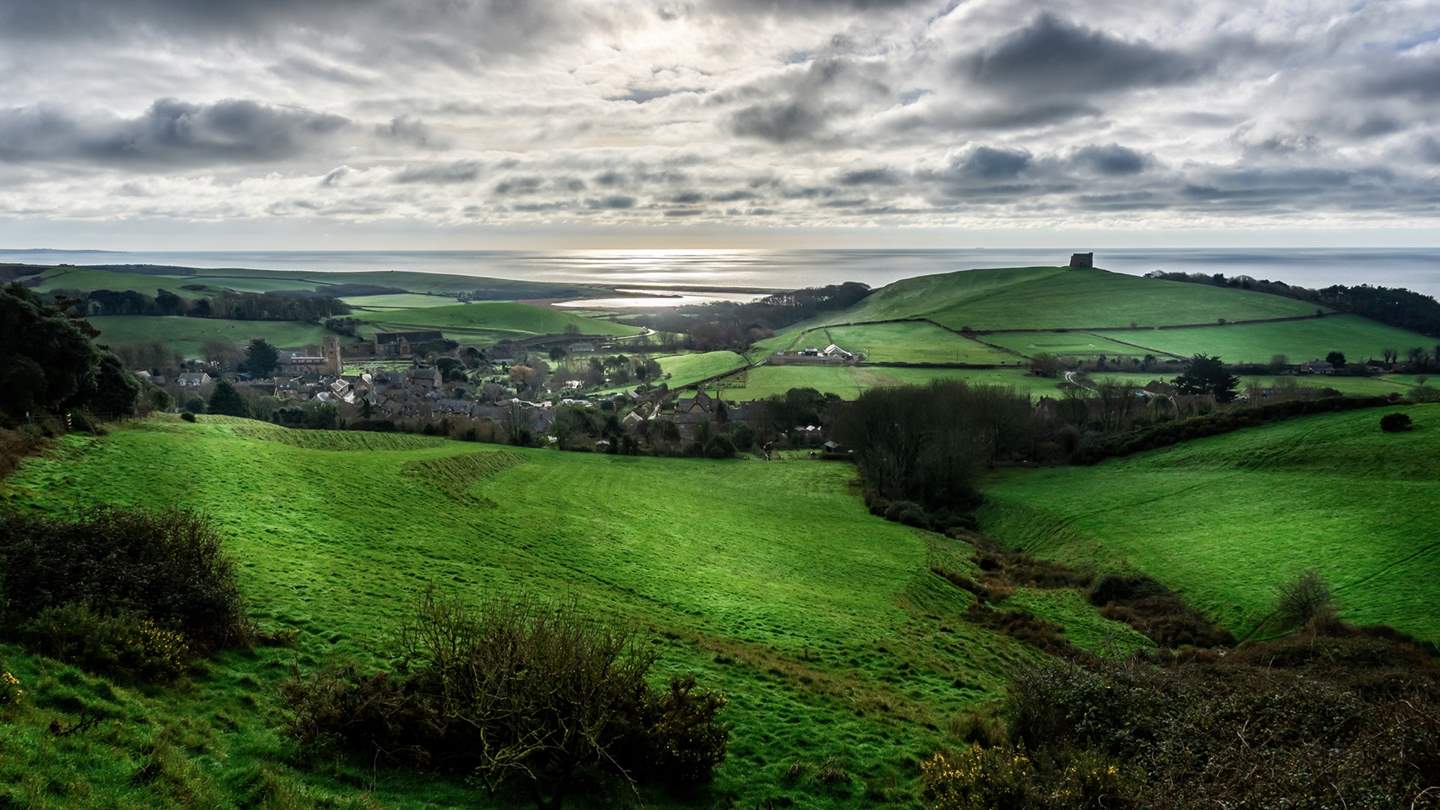 Gorgeous rolling views over the nearby village of Abbotsbury towards Chesil Beach