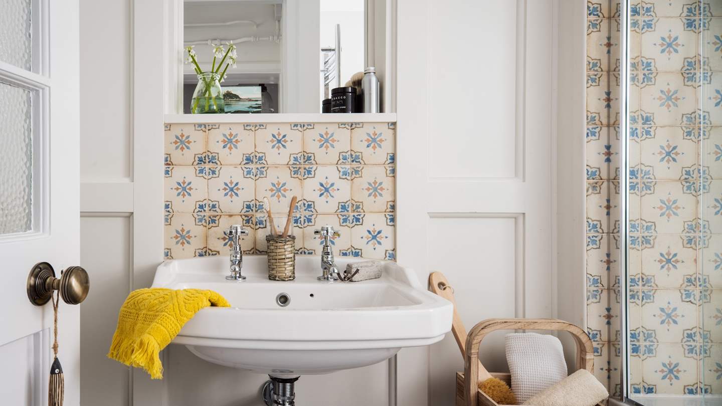 The bijoux bathroom is just a delight - we love the tiles