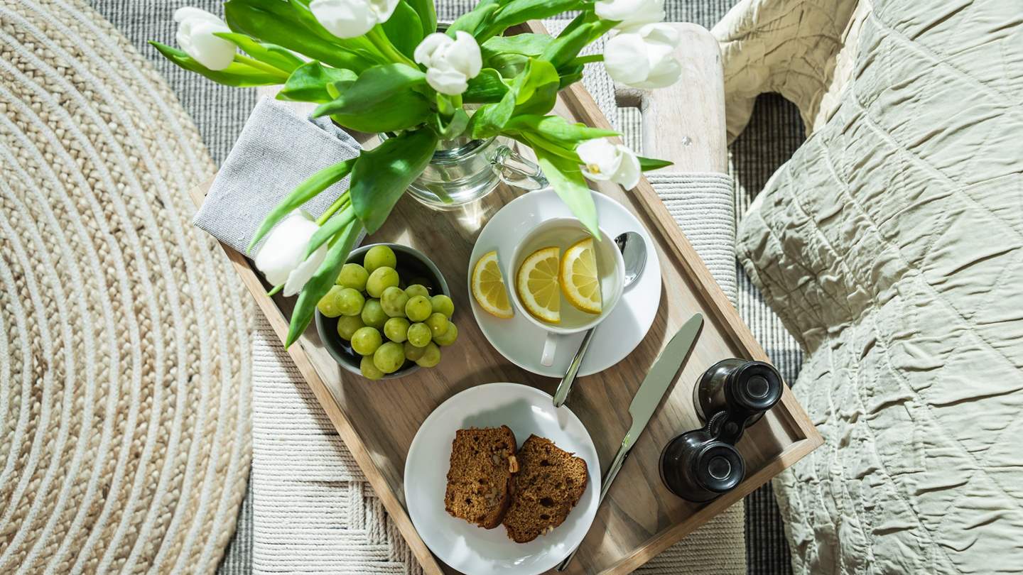 The bedroom is so beautiful, you'll never want to leave