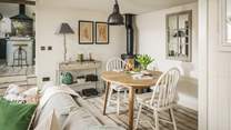 The cosy dining table for two is made for romantic meals