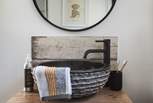 The gorgeous stone sink in the en suite