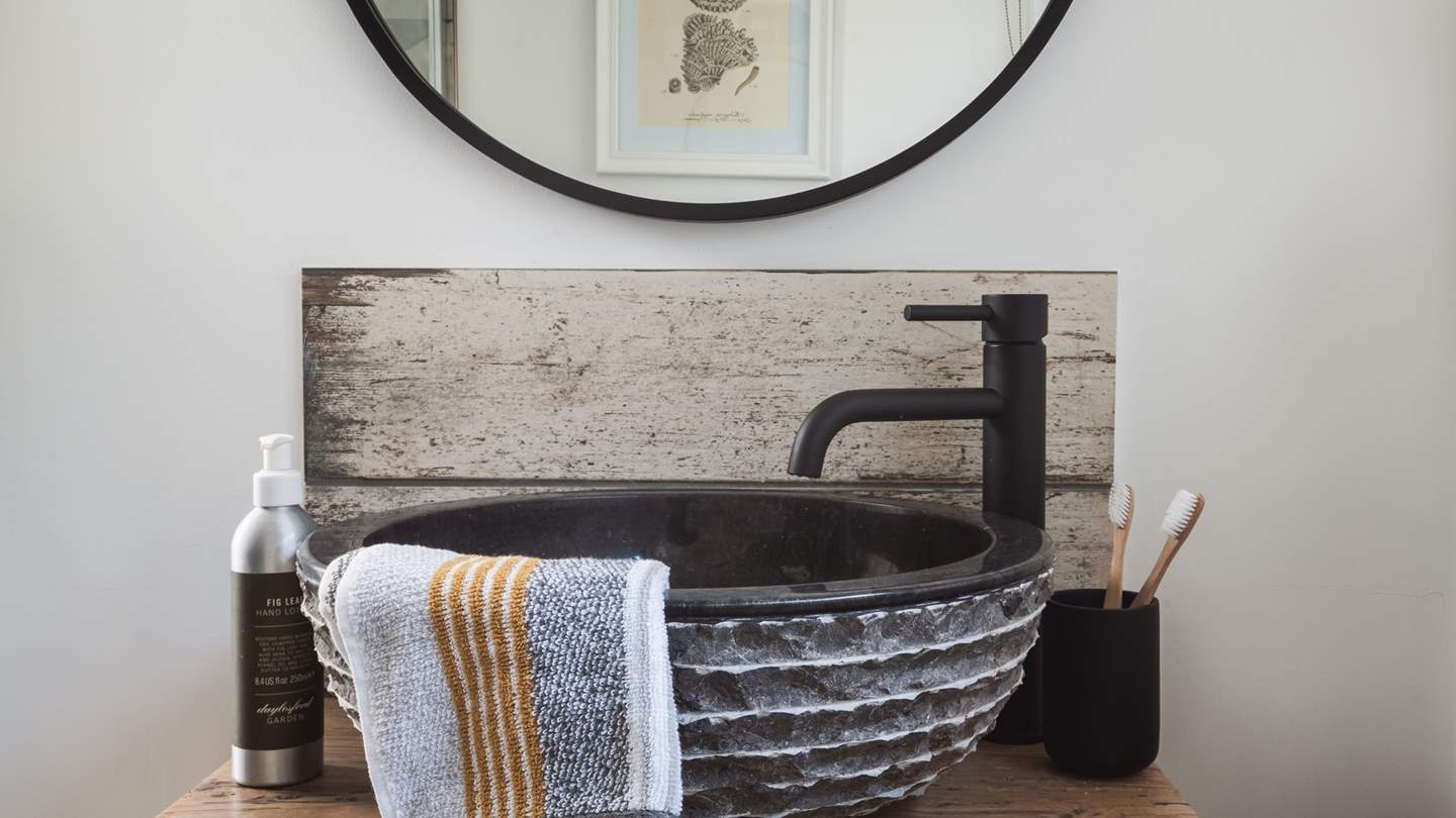 The gorgeous stone sink in the en suite