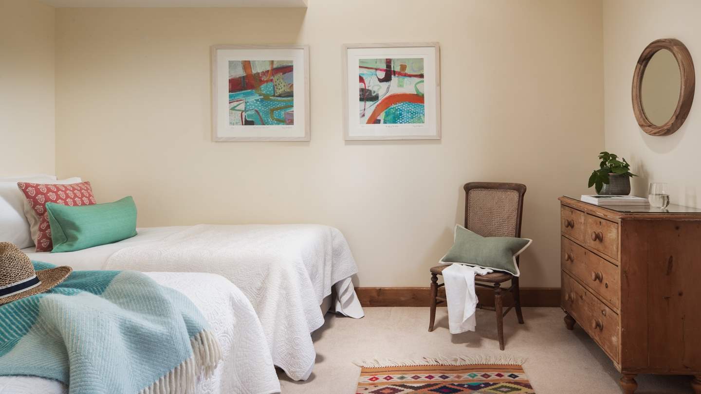 Decorated in soothing shades and rustic touches 