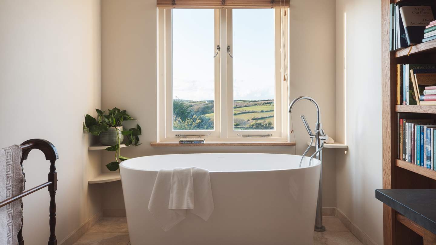 The en suite bathroom with an Victoria and Albert freestanding bath is made for long soaks