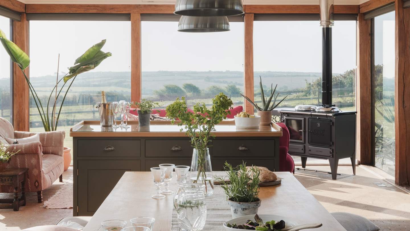 The open-plan living, dining and kitchen area is the perfect space for family get togethers 